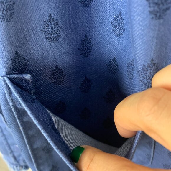 Isaac Mizrahi Jacket Womens XL Blue Denim Printed Fringed Hem Cropped Pockets - Picture 6 of 11